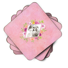 Load image into Gallery viewer, Shih Tzu Puppy Pink Flowers Coasters - Set of 4 Lightweight Foam, Absorbent Drink Coasters  CK4211FC