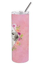 Load image into Gallery viewer, Shih Tzu Puppy Pink Flowers Double Walled Stainless Steel 20 oz Skinny Tumbler CK4211TBL20