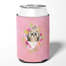 Load image into Gallery viewer, Shih Tzu Pink Flowers Can or Bottle Hugger CK4212CC