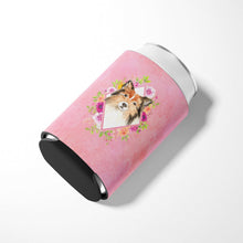 Load image into Gallery viewer, Sheltie Pink Flowers Can or Bottle Hugger CK4213CC