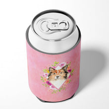 Load image into Gallery viewer, Sheltie Pink Flowers Can or Bottle Hugger CK4213CC