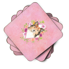 Load image into Gallery viewer, Sheltie Pink Flowers Coasters - Set of 4 Lightweight Foam, Absorbent Drink Coasters  CK4213FC