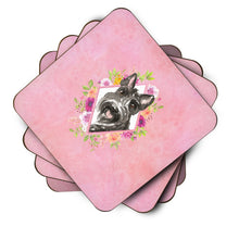 Load image into Gallery viewer, Scottish Terrier Pink Flowers Coasters - Set of 4 Lightweight Foam, Absorbent Drink Coasters  CK4214FC
