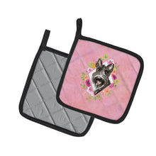 Load image into Gallery viewer, Scottish Terrier Pink Flowers Pot Holders - Set of 2 - Heat-Resistant Kitchen Essentials CK4214PTHD