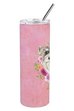 Load image into Gallery viewer, Schnauzer #1 Pink Flowers Double Walled Stainless Steel 20 oz Skinny Tumbler CK4215TBL20