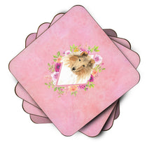 Load image into Gallery viewer, Collie Pink Flowers Coasters - Set of 4 Lightweight Foam, Absorbent Drink Coasters  CK4216FC