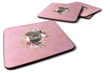 Load image into Gallery viewer, Rottweiler Pink Flowers Coasters - Set of 4 Lightweight Foam, Absorbent Drink Coasters  CK4217FC