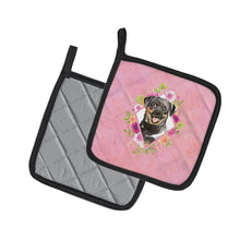 Load image into Gallery viewer, Rottweiler Pink Flowers Pot Holders - Set of 2 - Heat-Resistant Kitchen Essentials CK4217PTHD