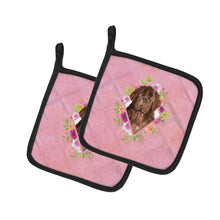 Load image into Gallery viewer, Newfoundland Pink Flowers Pot Holders - Set of 2 - Heat-Resistant Kitchen Essentials CK4221PTHD