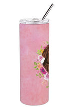 Load image into Gallery viewer, Newfoundland Pink Flowers Double Walled Stainless Steel 20 oz Skinny Tumbler CK4221TBL20