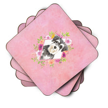 Load image into Gallery viewer, Schnauzer #2 Pink Flowers Coasters - Set of 4 Lightweight Foam, Absorbent Drink Coasters  CK4222FC