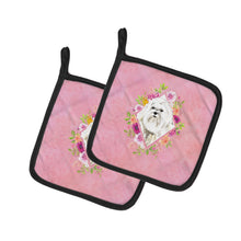 Load image into Gallery viewer, Maltese Pink Flowers Pot Holders - Set of 2 - Heat-Resistant Kitchen Essentials CK4223PTHD