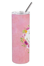 Load image into Gallery viewer, Maltese Pink Flowers Double Walled Stainless Steel 20 oz Skinny Tumbler CK4223TBL20