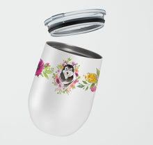 Load image into Gallery viewer, Alaskan Malamute Pink Flowers Stainless Steel 12 oz Stemless Wine Glass CK4224TBL12