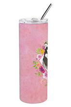 Load image into Gallery viewer, Alaskan Malamute Pink Flowers Double Walled Stainless Steel 20 oz Skinny Tumbler CK4224TBL20