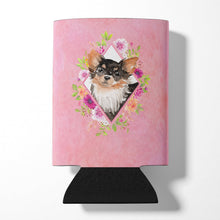 Load image into Gallery viewer, Longhaired Chihuahua Pink Flowers Can or Bottle Hugger CK4225CC