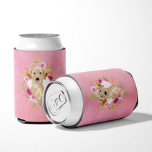Load image into Gallery viewer, Yellow Lab Pink Flowers Can or Bottle Hugger CK4227CC