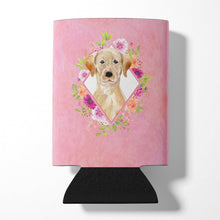 Load image into Gallery viewer, Yellow Lab Pink Flowers Can or Bottle Hugger CK4227CC