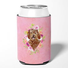 Load image into Gallery viewer, Labradoodle Pink Flowers Can or Bottle Hugger CK4228CC