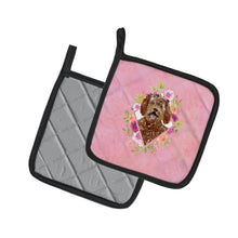 Load image into Gallery viewer, Labradoodle Pink Flowers Pot Holders - Set of 2 - Heat-Resistant Kitchen Essentials CK4228PTHD