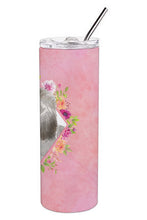 Load image into Gallery viewer, Grey Standard Poodle Pink Flowers Double Walled Stainless Steel 20 oz Skinny Tumbler CK4233TBL20