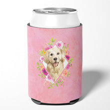 Load image into Gallery viewer, Golden Retriever Pink Flowers Can or Bottle Hugger CK4235CC