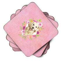Load image into Gallery viewer, Golden Retriever Pink Flowers Coasters - Set of 4 Lightweight Foam, Absorbent Drink Coasters  CK4235FC