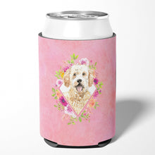 Load image into Gallery viewer, Goldendoodle Pink Flowers Can or Bottle Hugger CK4236CC