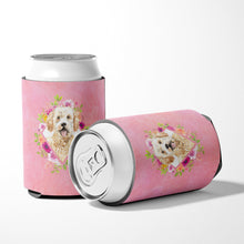 Load image into Gallery viewer, Goldendoodle Pink Flowers Can or Bottle Hugger CK4236CC