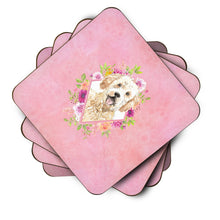 Load image into Gallery viewer, Goldendoodle Pink Flowers Coasters - Set of 4 Lightweight Foam, Absorbent Drink Coasters  CK4236FC