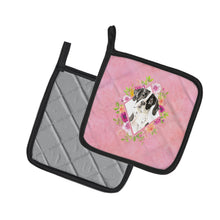 Load image into Gallery viewer, English Pointer Pink Flowers Pot Holders - Set of 2 - Heat-Resistant Kitchen Essentials CK4239PTHD