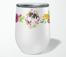 Load image into Gallery viewer, English Pointer Pink Flowers Stainless Steel 12 oz Stemless Wine Glass CK4239TBL12