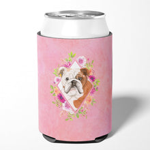 Load image into Gallery viewer, English Bulldog Pink Flowers Can or Bottle Hugger CK4240CC