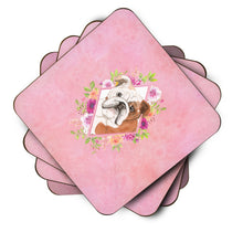 Load image into Gallery viewer, English Bulldog Pink Flowers Coasters - Set of 4 Lightweight Foam, Absorbent Drink Coasters  CK4240FC