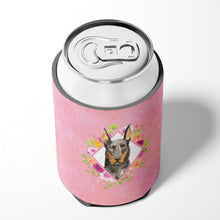 Load image into Gallery viewer, Doberman Pinsher Pink Flowers Can or Bottle Hugger CK4241CC