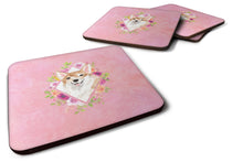 Load image into Gallery viewer, Corgi Pink Flowers Coasters - Set of 4 Lightweight Foam, Absorbent Drink Coasters  CK4243FC
