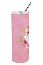 Load image into Gallery viewer, Corgi Pink Flowers Double Walled Stainless Steel 20 oz Skinny Tumbler CK4243TBL20
