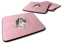 Load image into Gallery viewer, Black Parti Cocker Spaniel Pink Flowers Coasters - Set of 4 Lightweight Foam, Absorbent Drink Coasters  CK4244FC