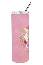 Load image into Gallery viewer, Chihuahua Pink Flowers Double Walled Stainless Steel 20 oz Skinny Tumbler CK4245TBL20