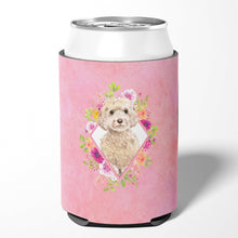 Load image into Gallery viewer, Champagne Cockapoo Pink Flowers Can or Bottle Hugger CK4246CC