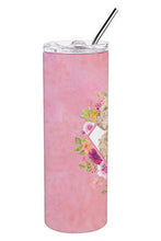 Load image into Gallery viewer, Champagne Cockapoo Pink Flowers Double Walled Stainless Steel 20 oz Skinny Tumbler CK4246TBL20
