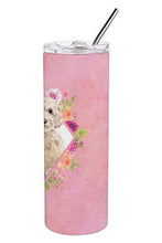 Load image into Gallery viewer, Champagne Cockapoo Pink Flowers Double Walled Stainless Steel 20 oz Skinny Tumbler CK4246TBL20