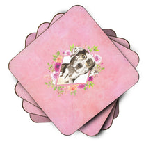 Load image into Gallery viewer, Catahoula Leopard Dog Pink Flowers Coasters - Set of 4 Lightweight Foam, Absorbent Drink Coasters  CK4249FC