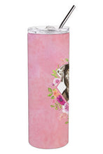 Load image into Gallery viewer, Catahoula Leopard Dog Pink Flowers Double Walled Stainless Steel 20 oz Skinny Tumbler CK4249TBL20