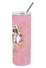 Load image into Gallery viewer, Catahoula Leopard Dog Pink Flowers Double Walled Stainless Steel 20 oz Skinny Tumbler CK4249TBL20
