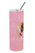 Load image into Gallery viewer, Brown Parti Cocker Spaniel Pink Flowers Double Walled Stainless Steel 20 oz Skinny Tumbler CK4252TBL20