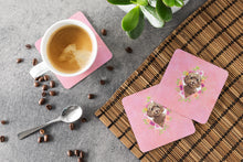 Load image into Gallery viewer, Chocolate Cockapoo Pink Flowers Coasters - Set of 4 Lightweight Foam, Absorbent Drink Coasters  CK4253FC
