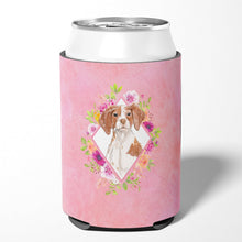 Load image into Gallery viewer, Brittany Spaniel Pink Flowers Can or Bottle Hugger CK4254CC