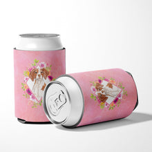 Load image into Gallery viewer, Brittany Spaniel Pink Flowers Can or Bottle Hugger CK4254CC
