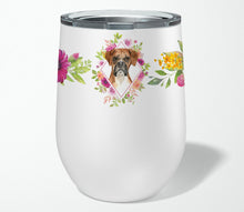 Load image into Gallery viewer, Boxer Pink Flowers Stainless Steel 12 oz Stemless Wine Glass CK4255TBL12